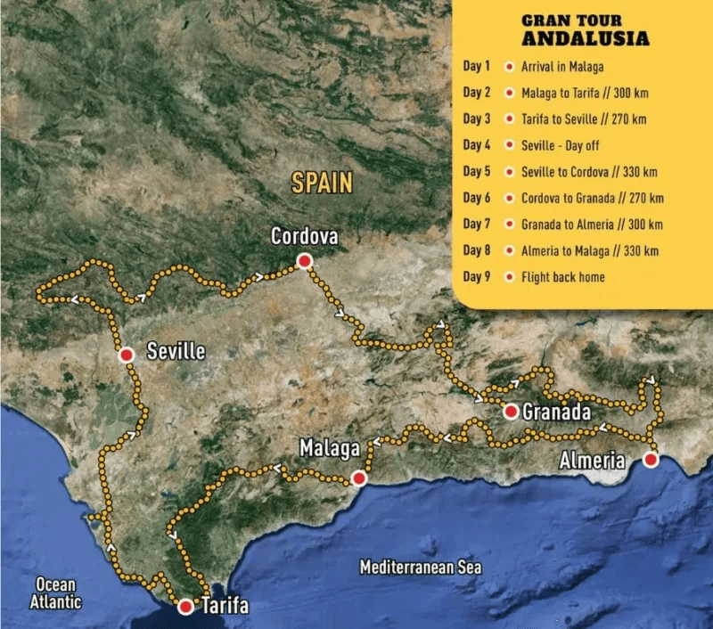 Mapa Grand Tour Andalucía